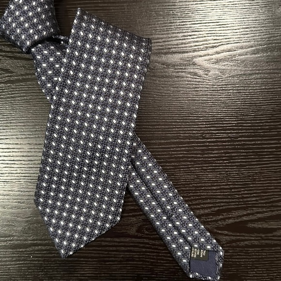Ermenegildo Zegna Silk Patterned Tie Navy Black - Picture 1 of 8
